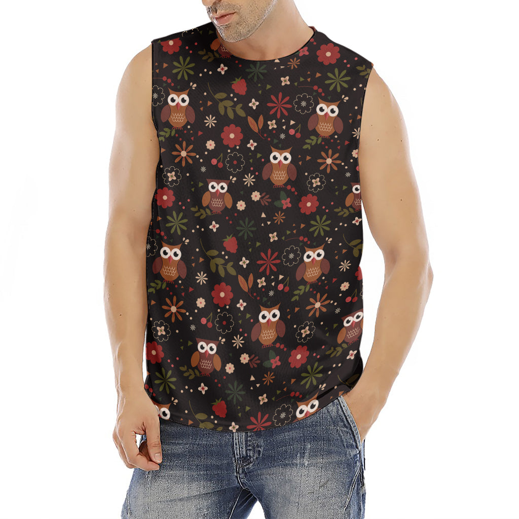 Cute Owl Print Men's Fitness Tank Top