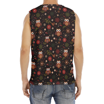 Cute Owl Print Men's Fitness Tank Top