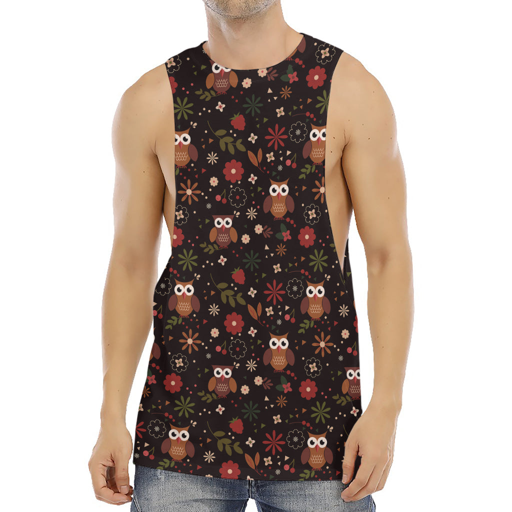 Cute Owl Print Men's Muscle Tank Top