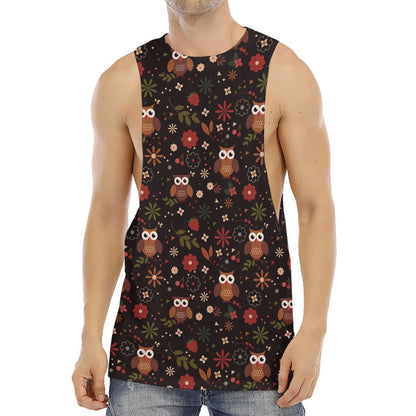 Cute Owl Print Men's Muscle Tank Top