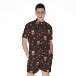 Cute Owl Print Men's Rompers
