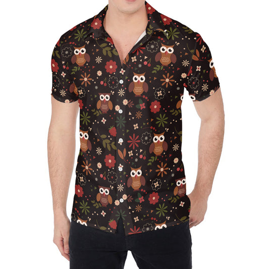 Cute Owl Print Men's Shirt