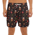 Cute Owl Print Men's Split Running Shorts