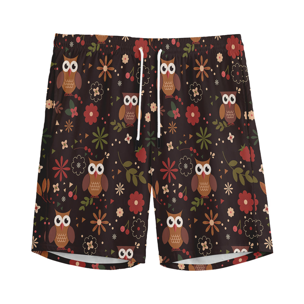 Cute Owl Print Men's Sports Shorts