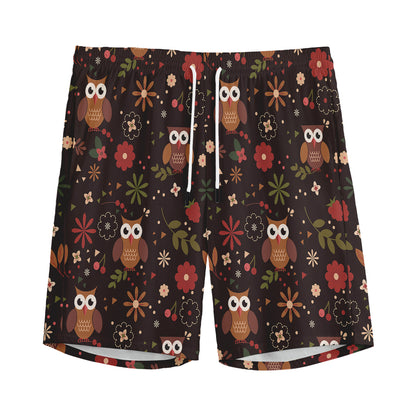 Cute Owl Print Men's Sports Shorts