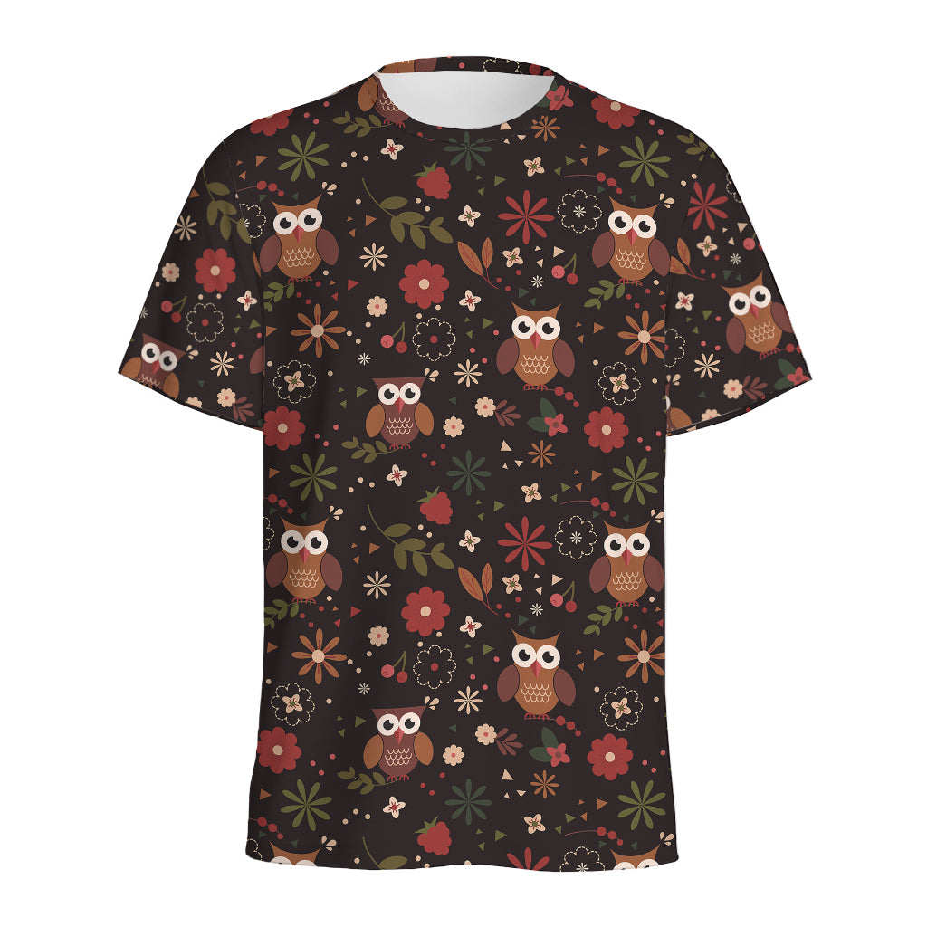 Cute Owl Print Men's Sports T-Shirt