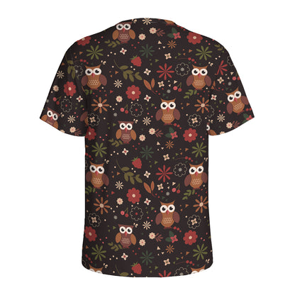 Cute Owl Print Men's Sports T-Shirt