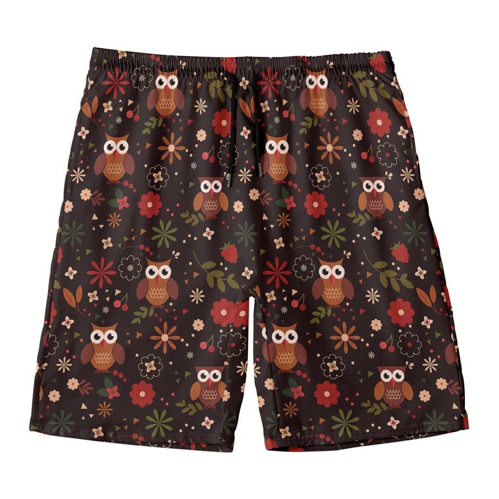 Cute Owl Print Men's Swim Trunks