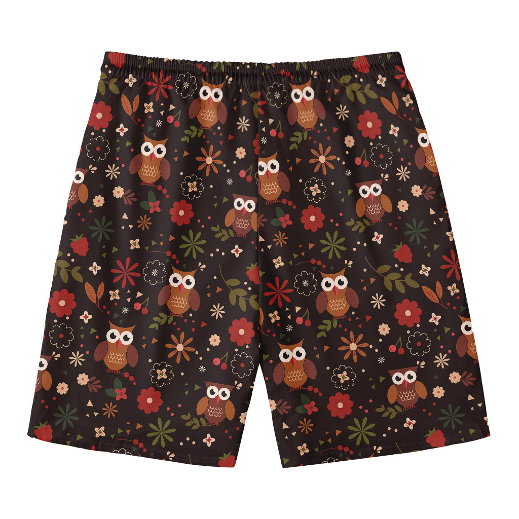 Cute Owl Print Men's Swim Trunks