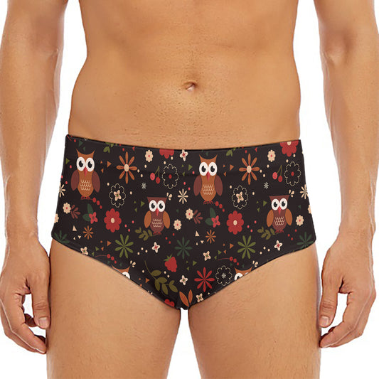 Cute Owl Print Men's Triangle Swim Briefs