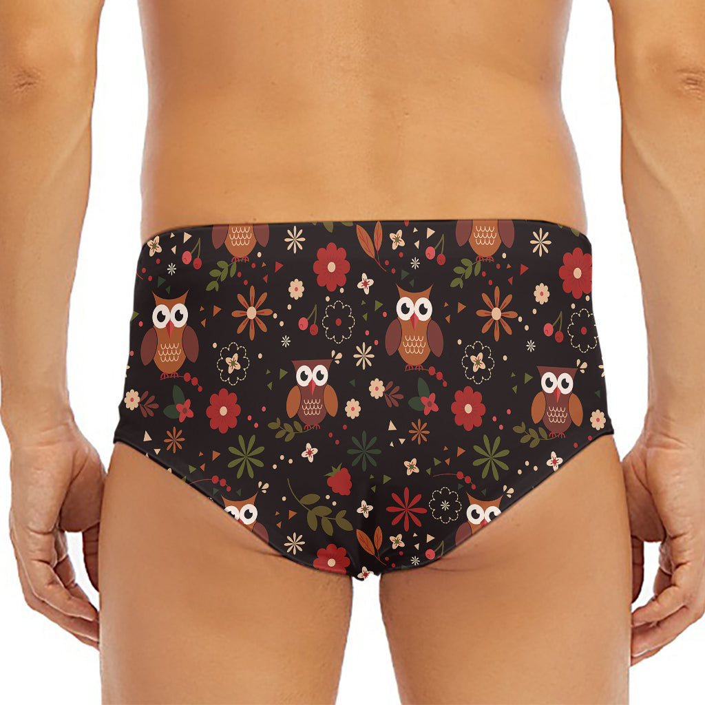 Cute Owl Print Men's Triangle Swim Briefs