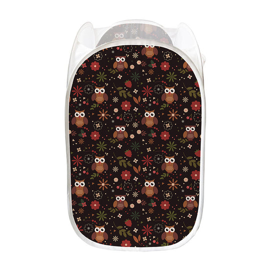 Cute Owl Print Mesh Laundry Hamper