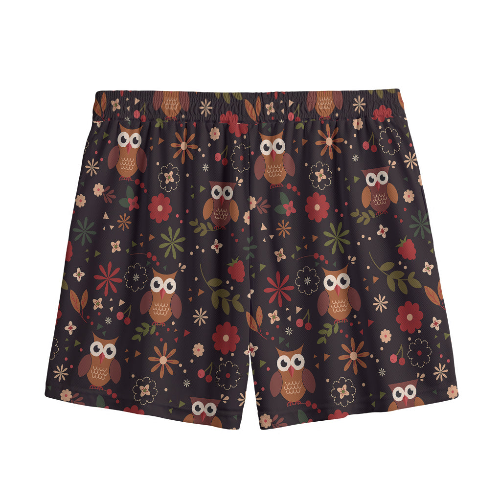 Cute Owl Print Mesh Shorts