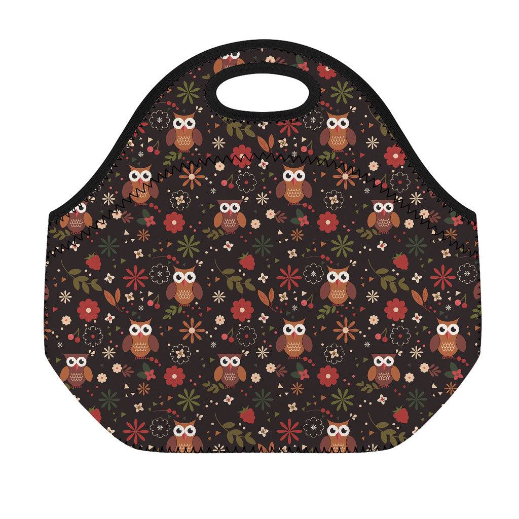 Cute Owl Print Neoprene Lunch Bag