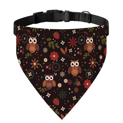 Cute Owl Print Over The Collar Dog Bandana