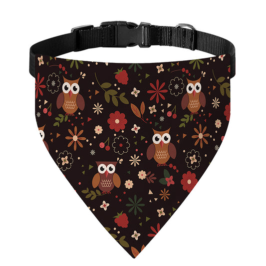 Cute Owl Print Over The Collar Dog Bandana
