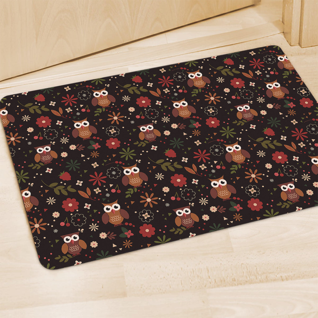 Cute Owl Print Polyester Doormat