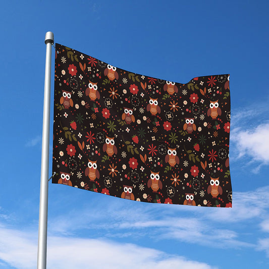 Cute Owl Print Polyester Flag