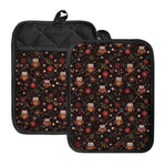 Cute Owl Print Pot Holders With Pocket