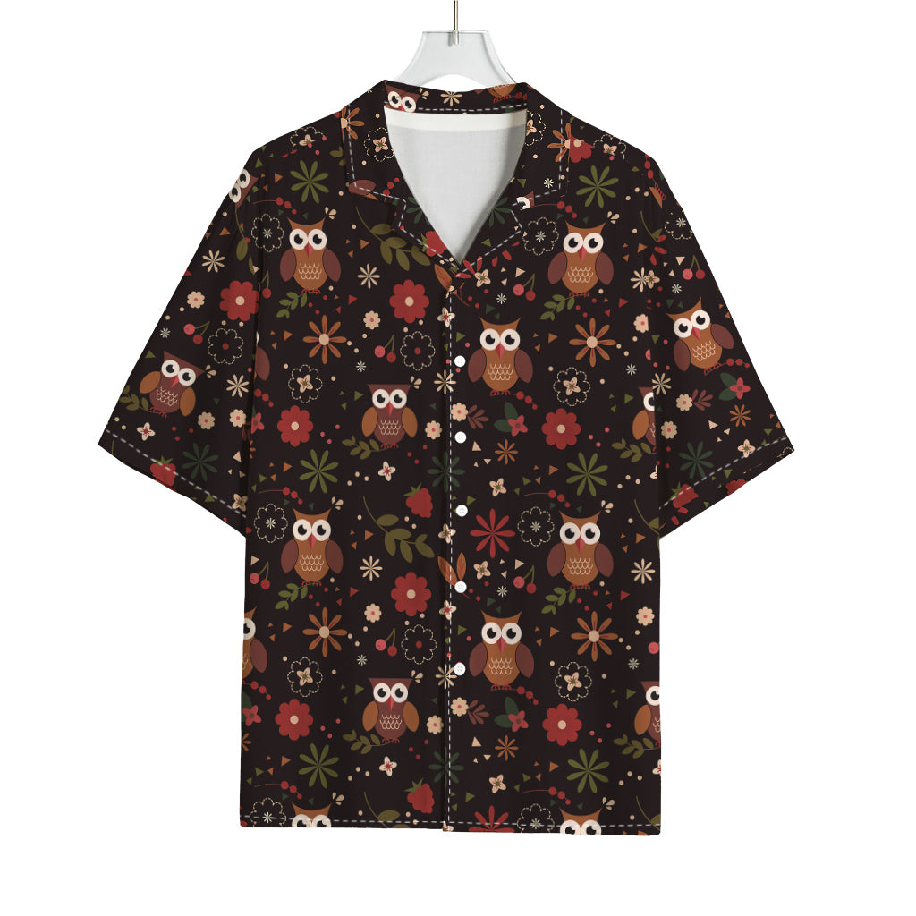 Cute Owl Print Rayon Hawaiian Shirt