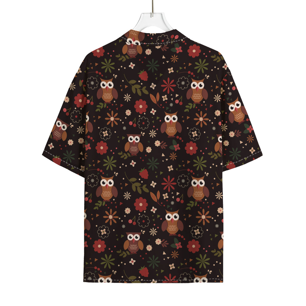 Cute Owl Print Rayon Hawaiian Shirt