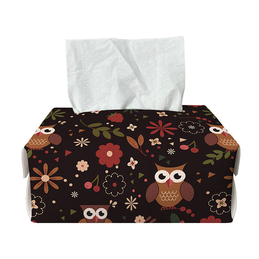Cute Owl Print Rectangle Tissue Box Cover