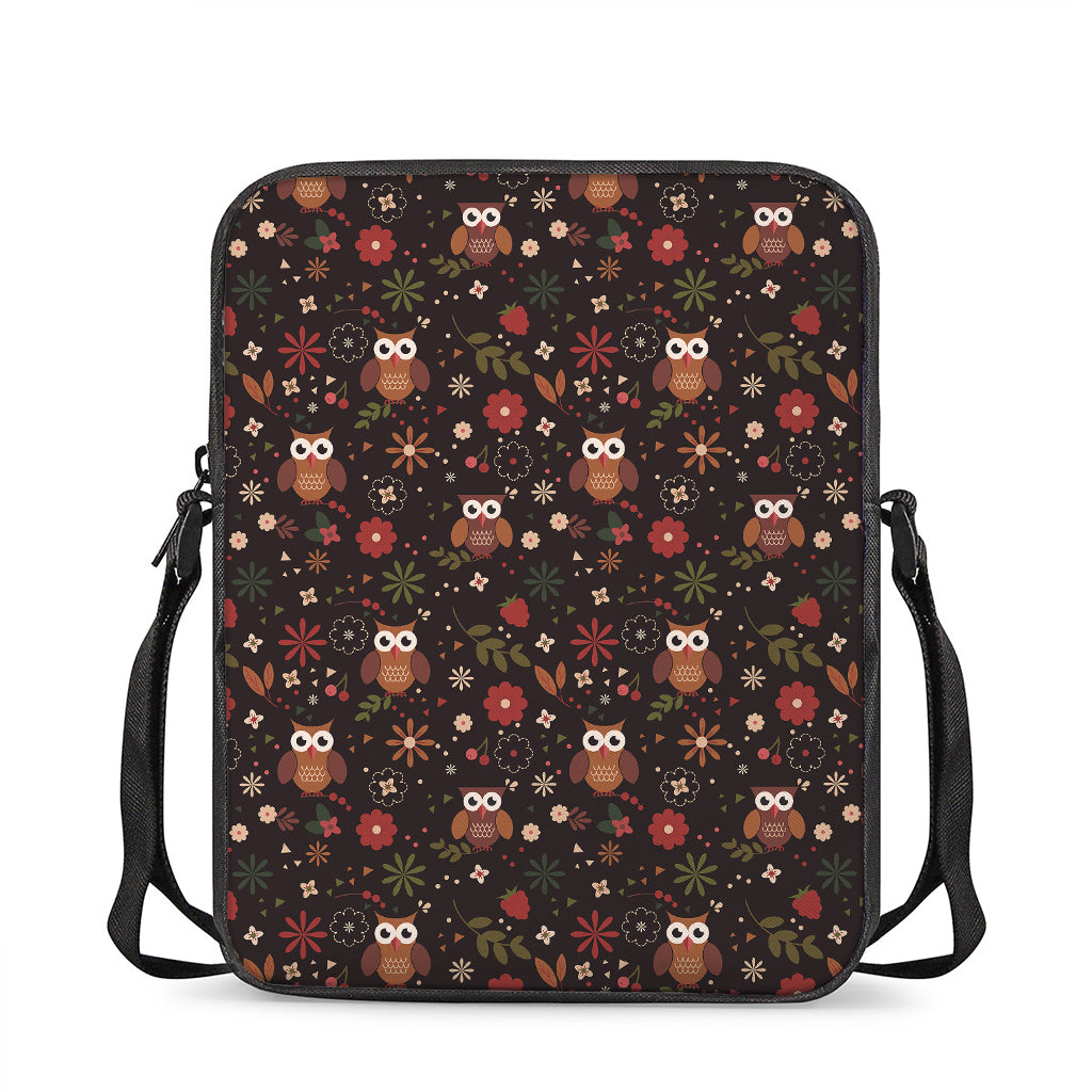 Cute Owl Print Rectangular Crossbody Bag