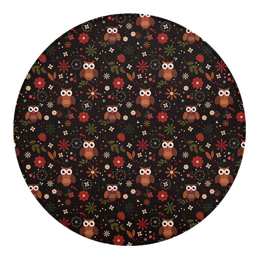 Cute Owl Print Round Blanket
