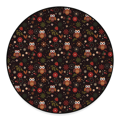 Cute Owl Print Round Floor Mat