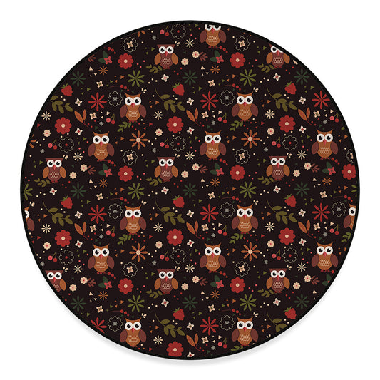 Cute Owl Print Round Floor Mat