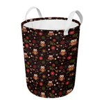 Cute Owl Print Round Laundry Basket