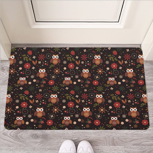 Cute Owl Print Rubber Doormat