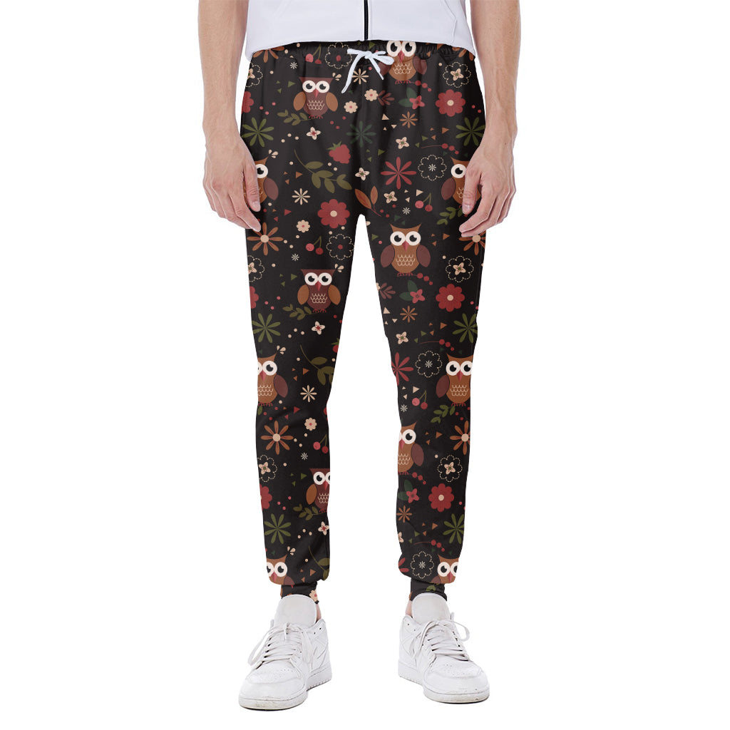 Cute Owl Print Scuba Joggers