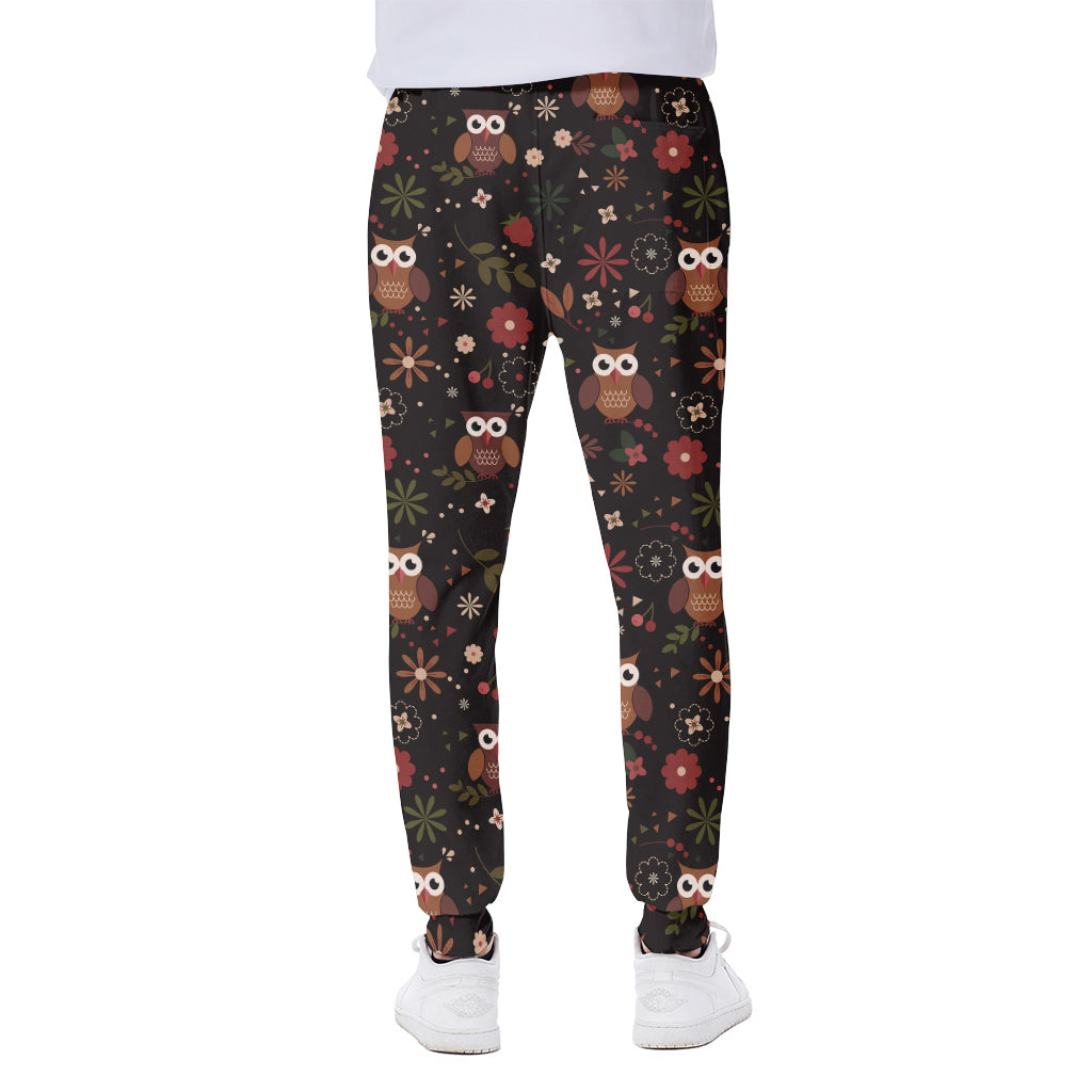 Cute Owl Print Scuba Joggers