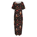 Cute Owl Print Short Sleeve Long Nightdress