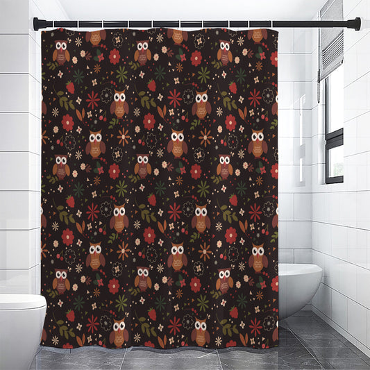 Cute Owl Print Shower Curtain
