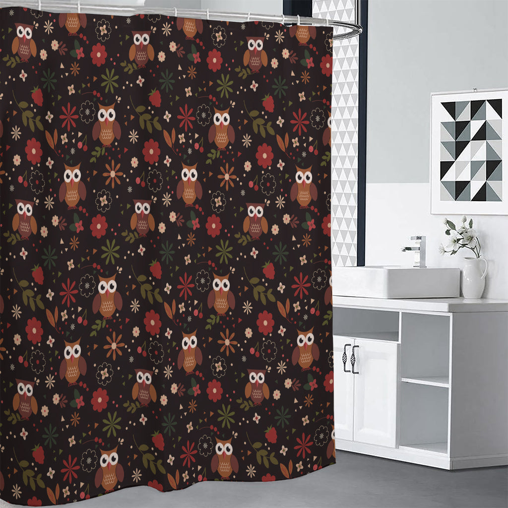 Cute Owl Print Shower Curtain