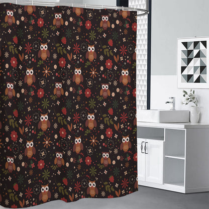 Cute Owl Print Shower Curtain