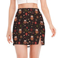 Cute Owl Print Side Slit Mini Skirt