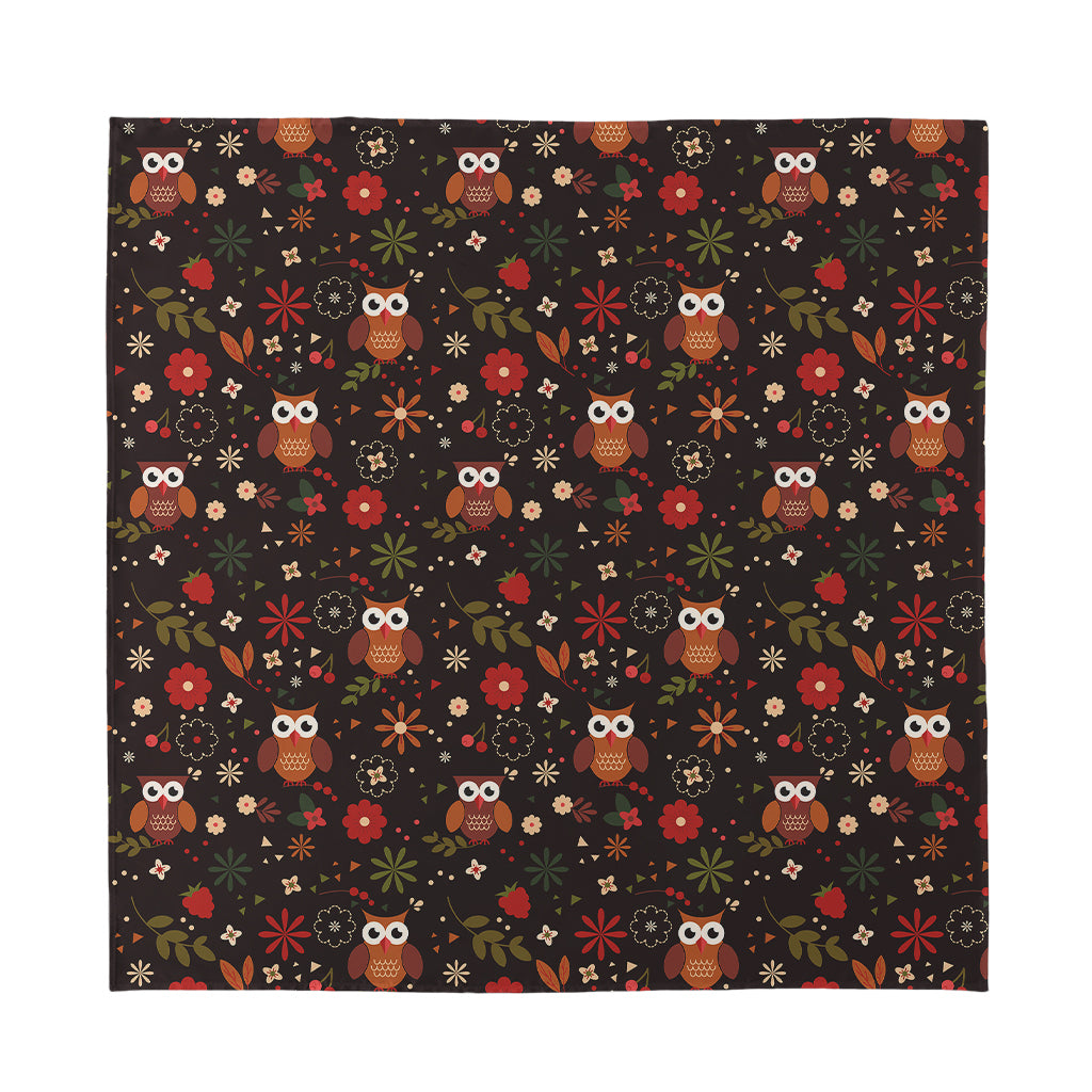 Cute Owl Print Silk Bandana