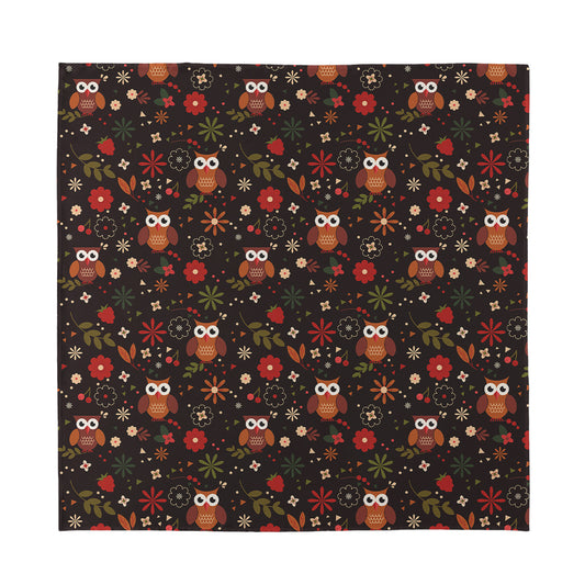 Cute Owl Print Silk Bandana