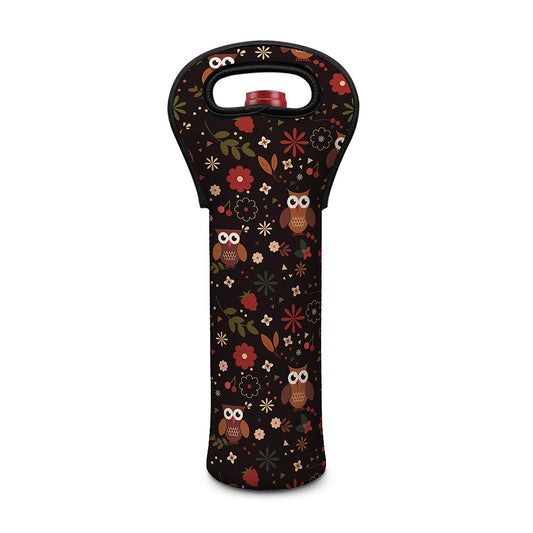 Cute Owl Print Single Neoprene Wine Tote