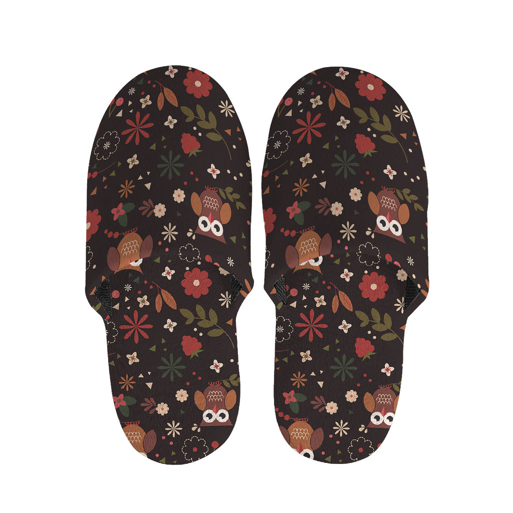 Cute Owl Print Slippers