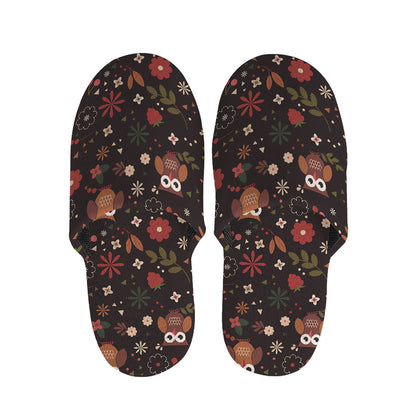 Cute Owl Print Slippers