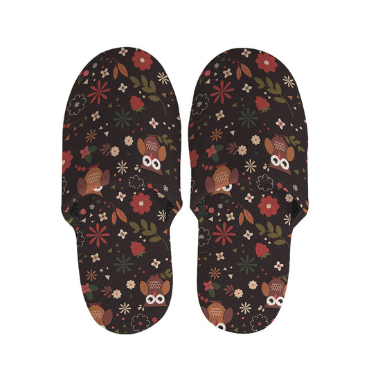 Cute Owl Print Slippers