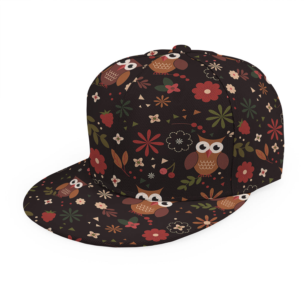 Cute Owl Print Snapback Cap