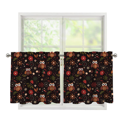 Cute Owl Print Tier Curtains