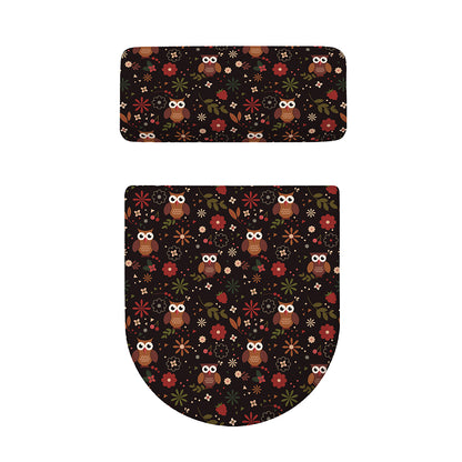 Cute Owl Print Toilet Lid And Tank Cover Set