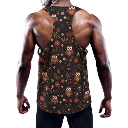 Cute Owl Print Training Tank Top