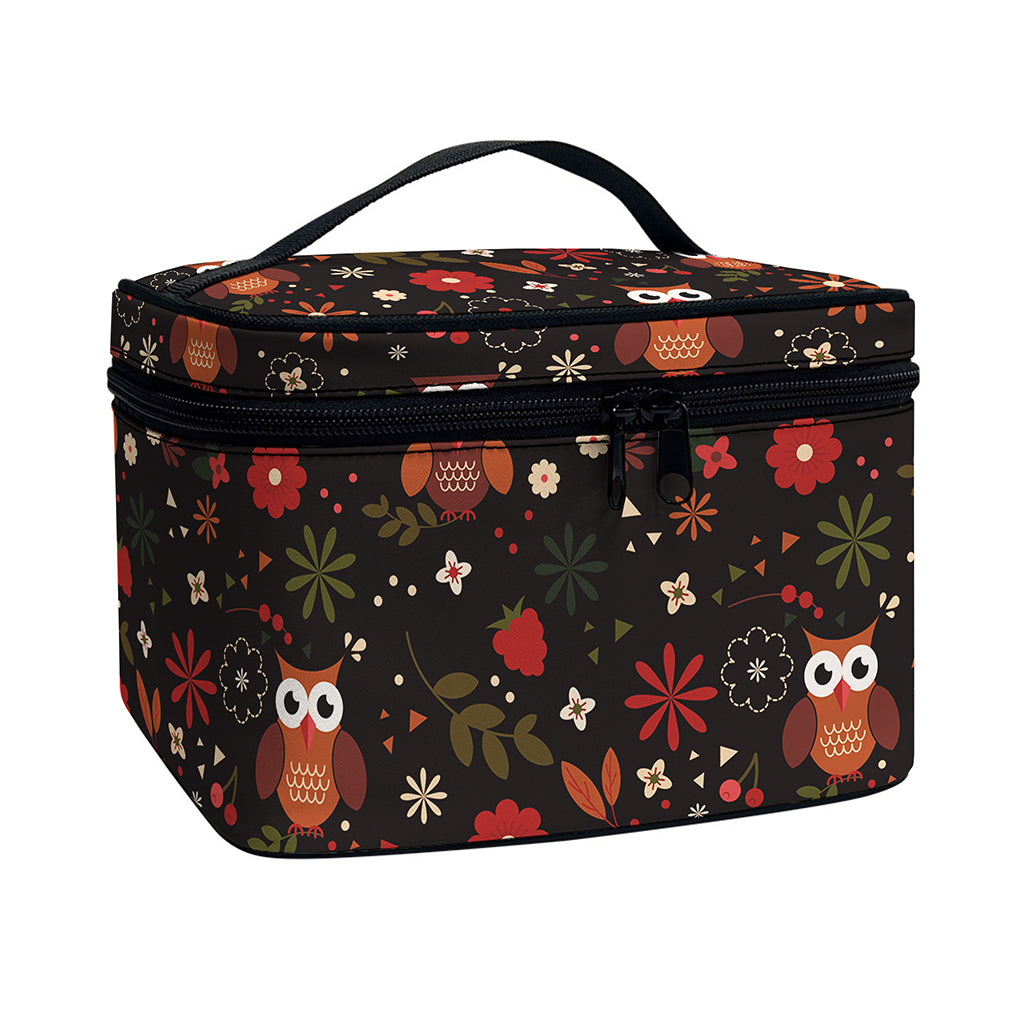 Cute Owl Print Travel Makeup Bag
